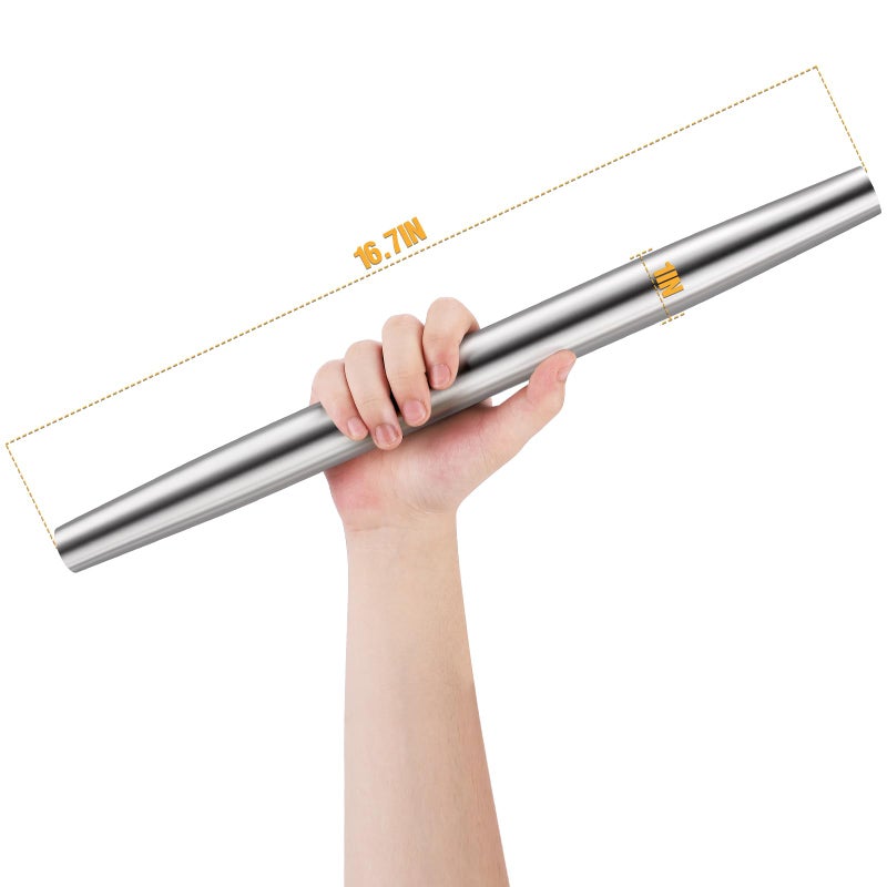 AMUZHI Rolling pin, Smooth Stainless Steel Rolling Pin, Rolling Pin for Baking Fondant, Pizza, Pie, Pastry, Pasta, Dough, Cookies (16.7in) - Image 2